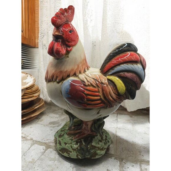 Ceramic Rooster Chicken Statue Figurine - Picture 1 of 9